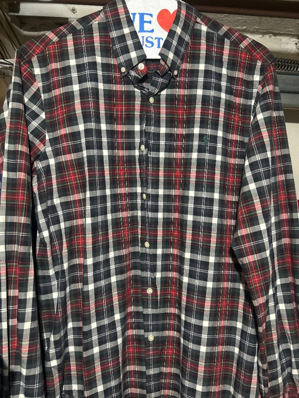 Polo Ralph Lauren Plaid Black Buttons-Up Large slim